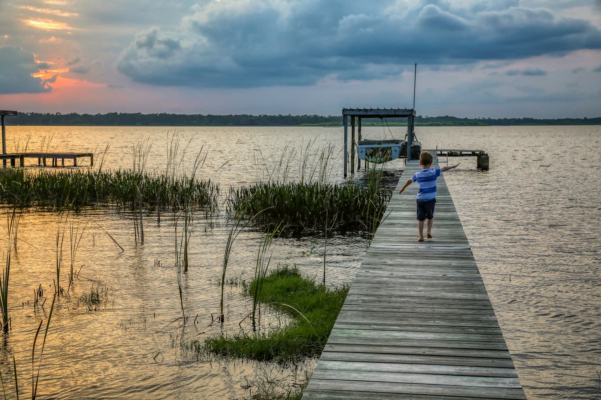 Wooden dock on a Central Florida lake near Lake Mary